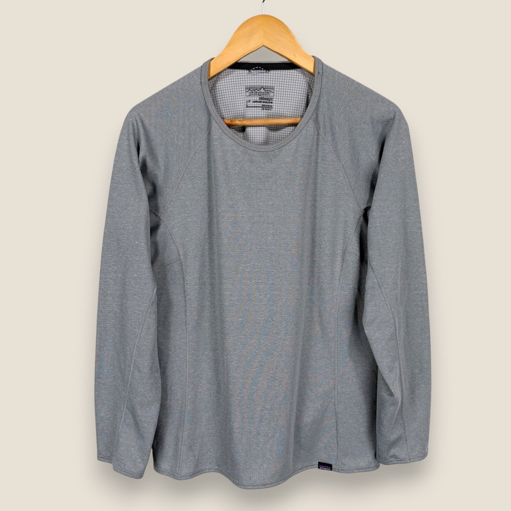 Patagonia Capilene Midweight Crew Baselayer Shirt Women Large Gray Polartec